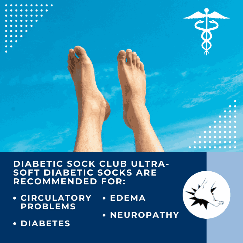 Pair of men's DSC diabetic socks in soft, upper calf style, designed for comfort and support for diabetic feet.