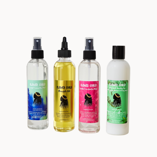 Complete Care Bundle with spearmint and eucalyptus for hair and skin, featuring natural products from Flower Child Loc Care LLC.