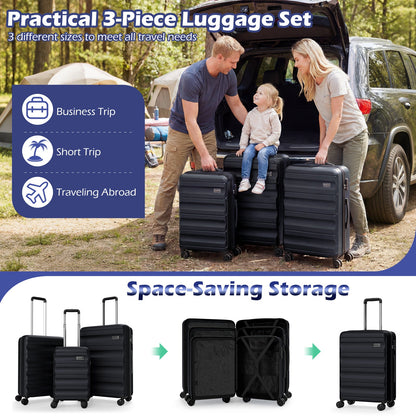 3-Piece Hardside Luggage Set 20/24/28 Inch Lightweight Hardside Suitcases