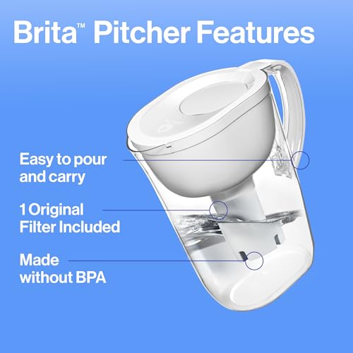 Brita Water Pitcher, Everyday Elite Filter, Removes 99% of Lead, Includes 1 Filter, 10-Cup Capacity, White