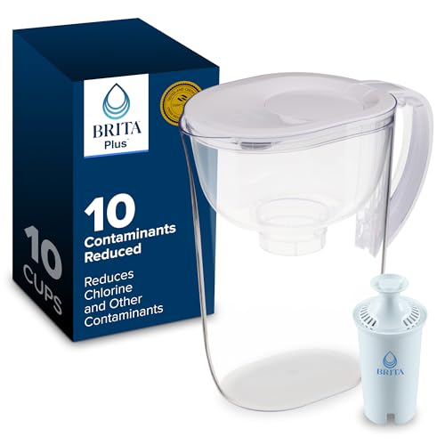 Brita Water Pitcher, Everyday Elite Filter, Removes 99% of Lead, Includes 1 Filter, 10-Cup Capacity, White