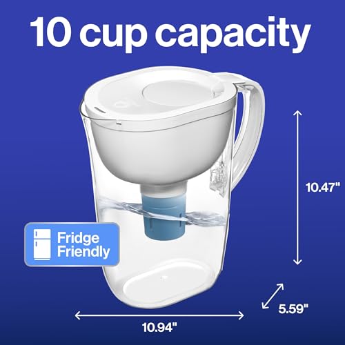 Brita Water Pitcher, Everyday Elite Filter, Removes 99% of Lead, Includes 1 Filter, 10-Cup Capacity, White
