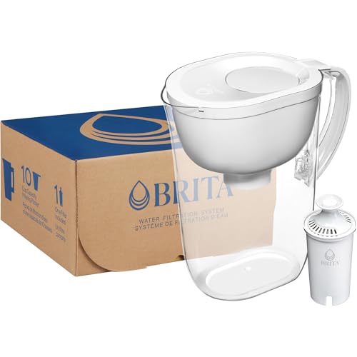 Brita Water Pitcher, Everyday Elite Filter, Removes 99% of Lead, Includes 1 Filter, 10-Cup Capacity, White