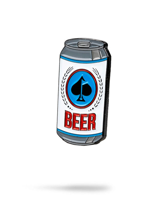 Pins and Aces beer can ball marker accessory featuring a colorful beer can design, ideal for golf and outdoor activities.