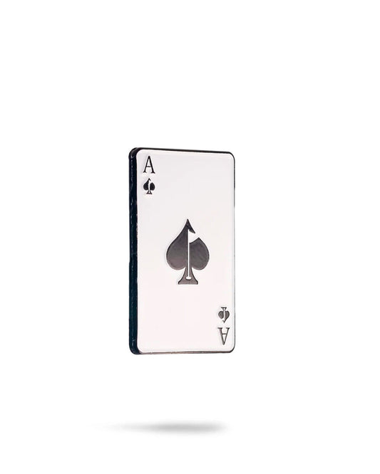 Pins and Aces Ace of Spades ball marker, golf accessory featuring a detailed spade design on a small metal marker.
