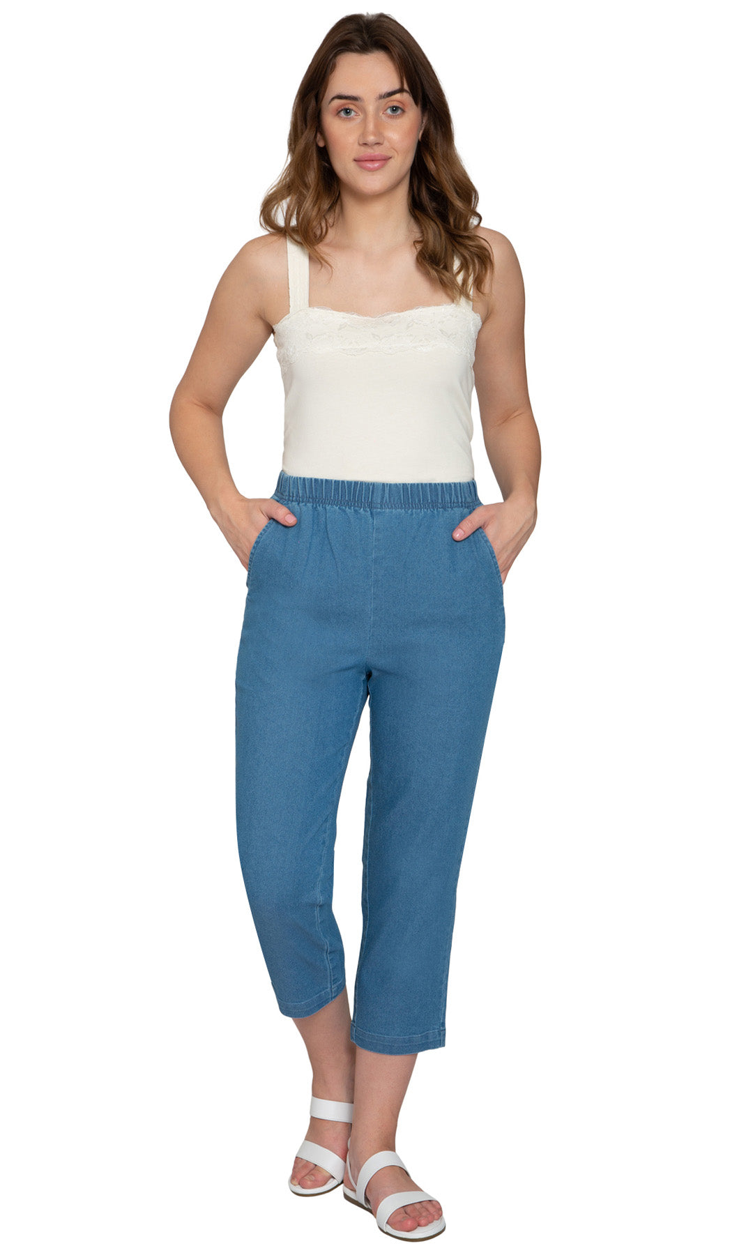 Women's Lightweight Stretch Denim Capri Pants – Comfortable Everyday Fit