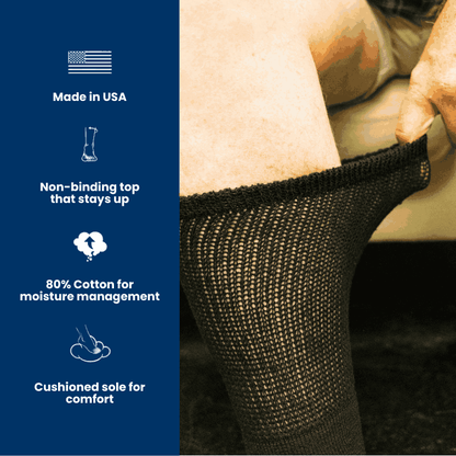 Men's DSC Cotton Diabetic Crew Socks with assorted colors, soft and breathable for comfortable diabetic foot support.