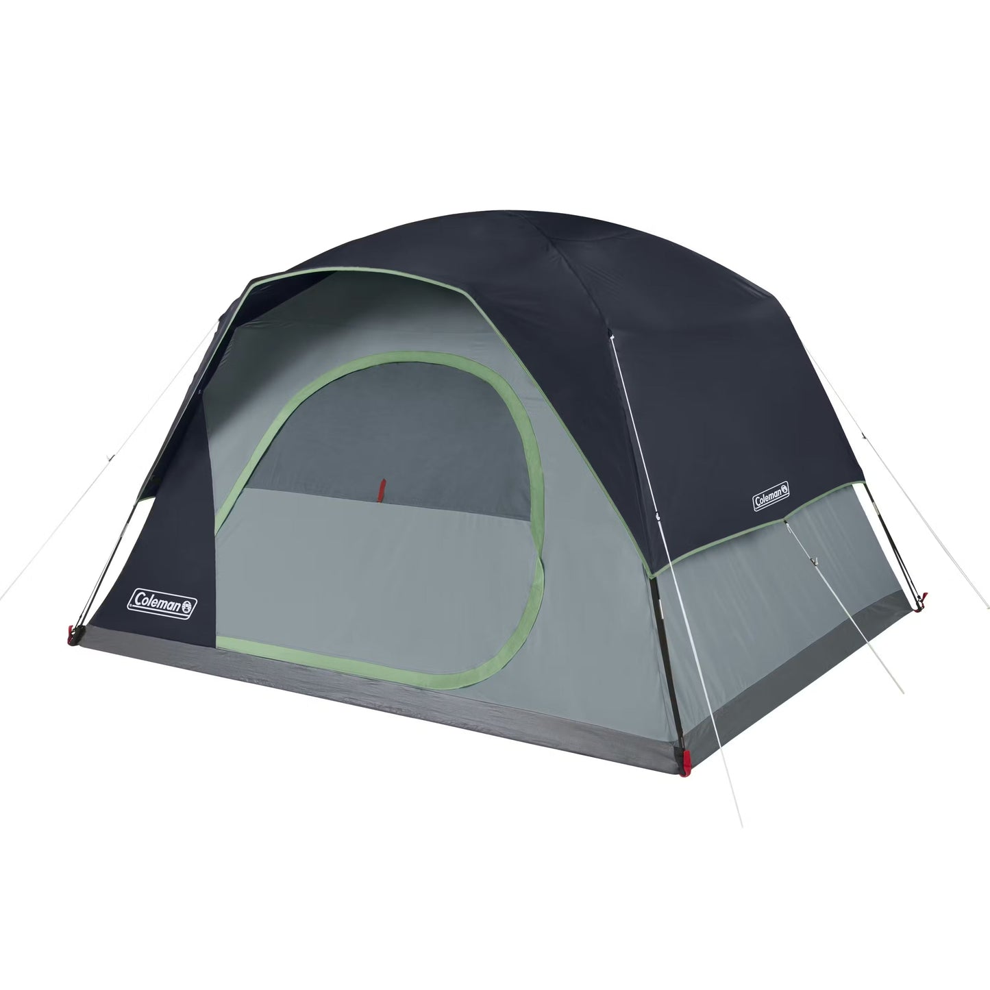 Coleman Skydome three-season tent set up outdoors, showcasing its spacious design and durable fabric for camping trips.