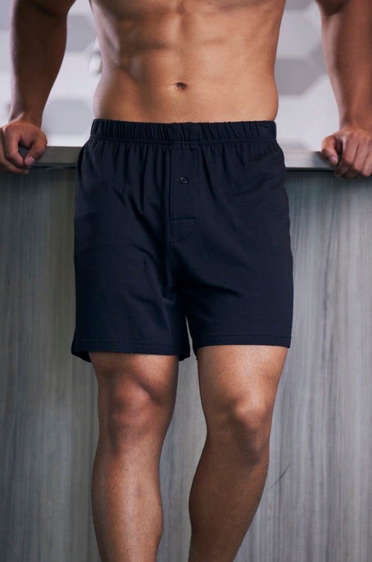 Men's Spun Bamboo boxer style underwear made from bamboo viscose and cotton, featuring a comfortable fit and breathable fabric.