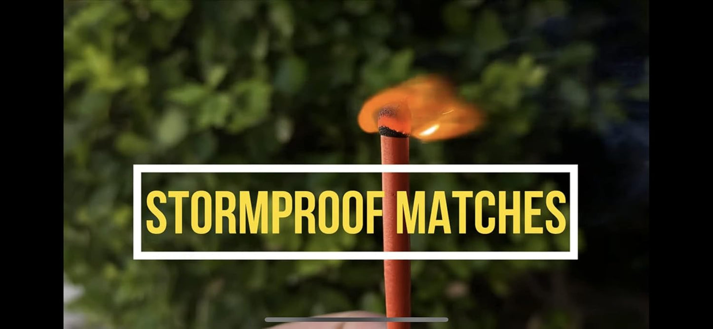 Black beard stormproof fire matches by Americana Pipedream Apparel, with a close-up of the matches and packaging.