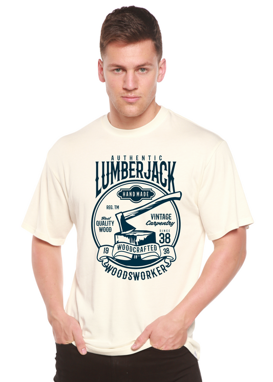 Spun Bamboo men's printed T-shirt with bamboo viscose and organic cotton, featuring a graphic design on the short sleeve.