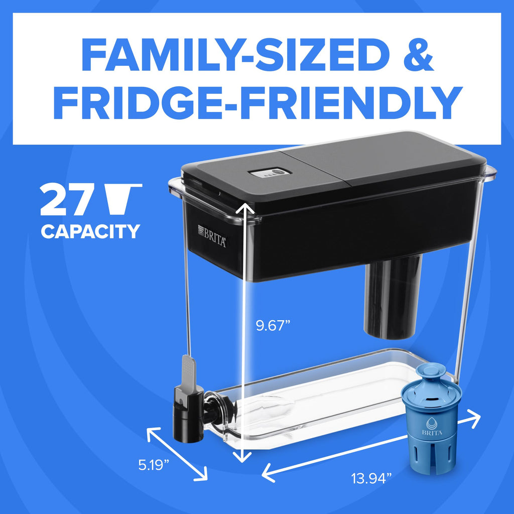 Brita Water Dispenser, UltraMax Elite Filter, Removes 99% of Lead, Includes 1 Filter, 27-Cup Capacity, Black