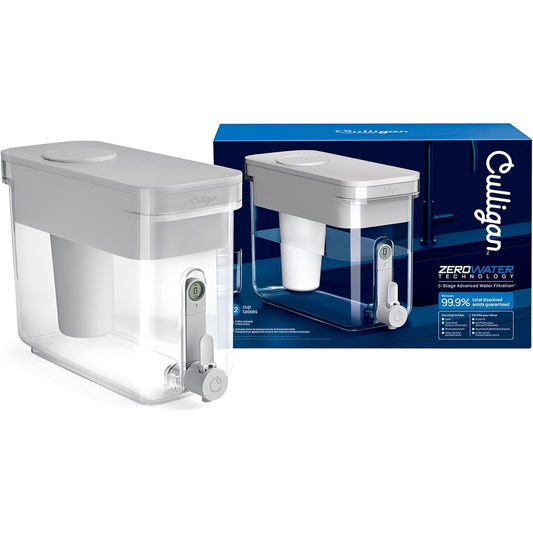 Culligan with ZeroWater Technology 32-Cup Water Filter Dispenser – Includes 5-Stage Advanced Water Filter, Certified to Reduce Lead, Total PFAS (Forever Chemicals), Mercury, Fluoride, and Chlorine