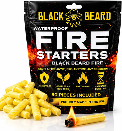 Black Beard Fire Plugs "Fire Starter" by Americana Pipedream Apparel, showing a close-up of the black fire starter plugs on a neutral background.