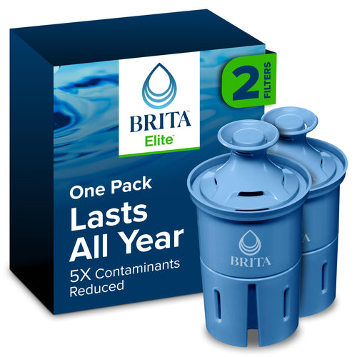 Brita Filter Replacements for Water Pitchers and Dispensers, Elite, NSF Certified to Remove 99% of Lead, 2 Count, Blue