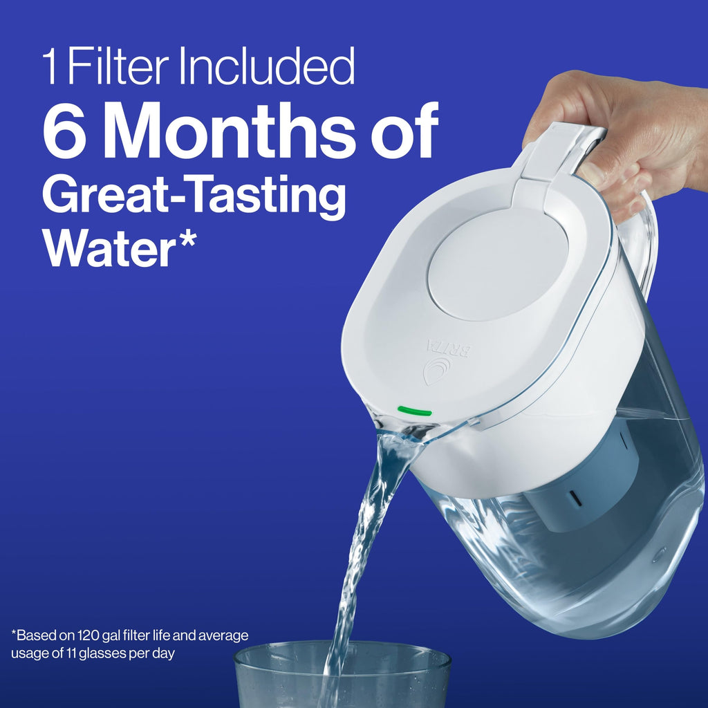 Brita Water Pitcher, Everyday Elite Filter, Removes 99% of Lead, Includes 1 Filter, 10-Cup Capacity, White