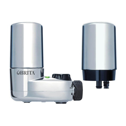 Brita Faucet Mount Water Filter for Sink, Removes 99% of Lead, Elite Filtration System, Includes 1 Replacement Filter, Chrome