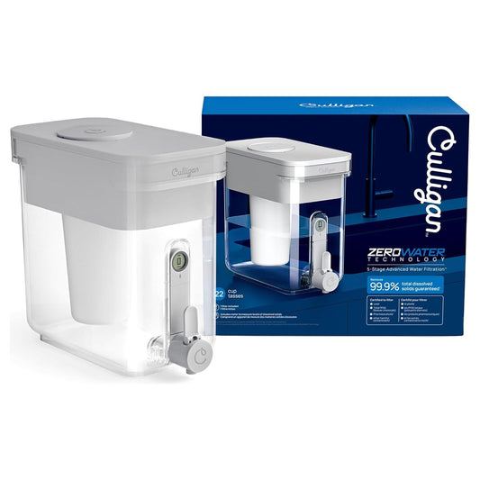 Culligan with ZeroWater Technology 22-Cup Water Filter Dispenser – Includes 5-Stage Advanced Water Filter, Certified to Reduce Lead, Total PFAS (Forever Chemicals), Mercury, Fluoride, and Chlorine