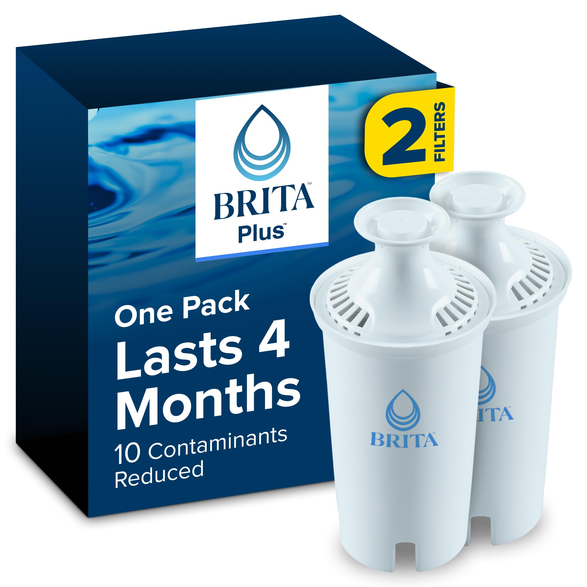 Brita Filter Replacements for Water Pitchers and Dispensers, Elite, NSF Certified to Remove 99% of Lead, 2 Count, Blue