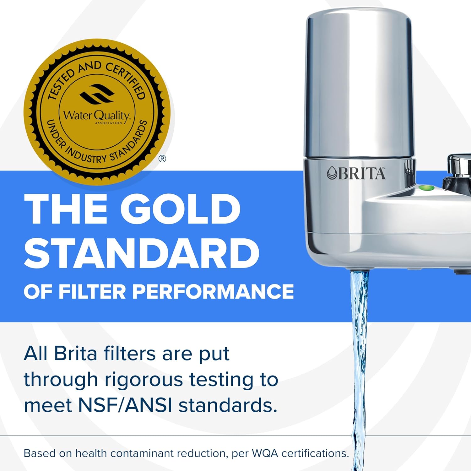 Brita Faucet Mount Water Filter System, Chrome, No-Wait Filtration, Easy Install, Multi-Use Tap Water Filter for Kitchens, Bathrooms & Small Spaces