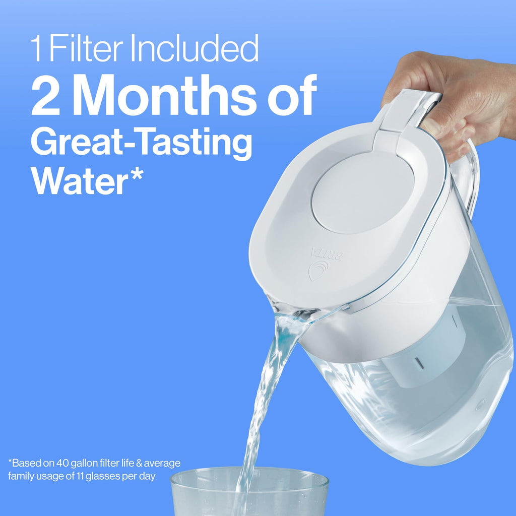 Brita Water Pitcher, Everyday Elite Filter, Removes 99% of Lead, Includes 1 Filter, 10-Cup Capacity, White