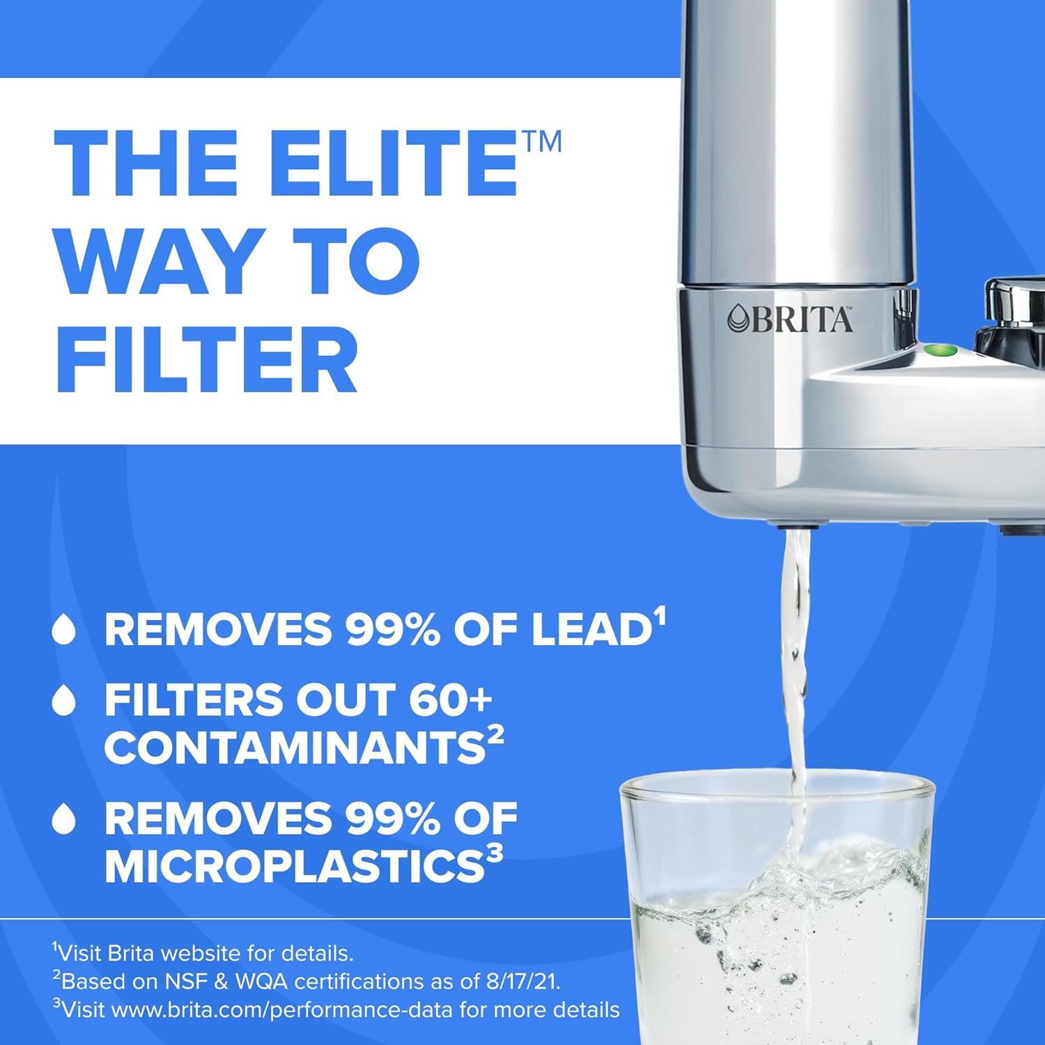 Brita Faucet Mount Water Filter System, Chrome, No-Wait Filtration, Easy Install, Multi-Use Tap Water Filter for Kitchens, Bathrooms & Small Spaces
