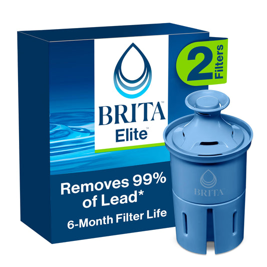 Brita Elite Water Filter Replacements for Pitchers and Dispensers, BPA-Free, Reduces 99% of Lead, Lasts Six Months or 120 Gallons, Includes 2 Pitcher Replacement Filters