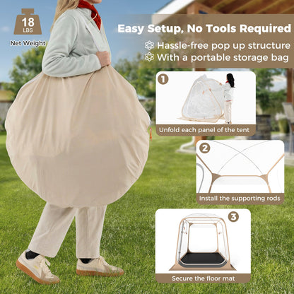7 x 7 FT Pop Up Sports Tent Clear Bubble Tent All-Weather Waterproof Pod with Sealed Floor