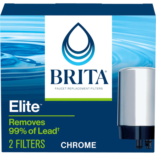 Brita Faucet Mount Water Filter for Sink, Removes 99% of Lead, Elite Filtration System, Includes 1 Replacement Filter, Chrome