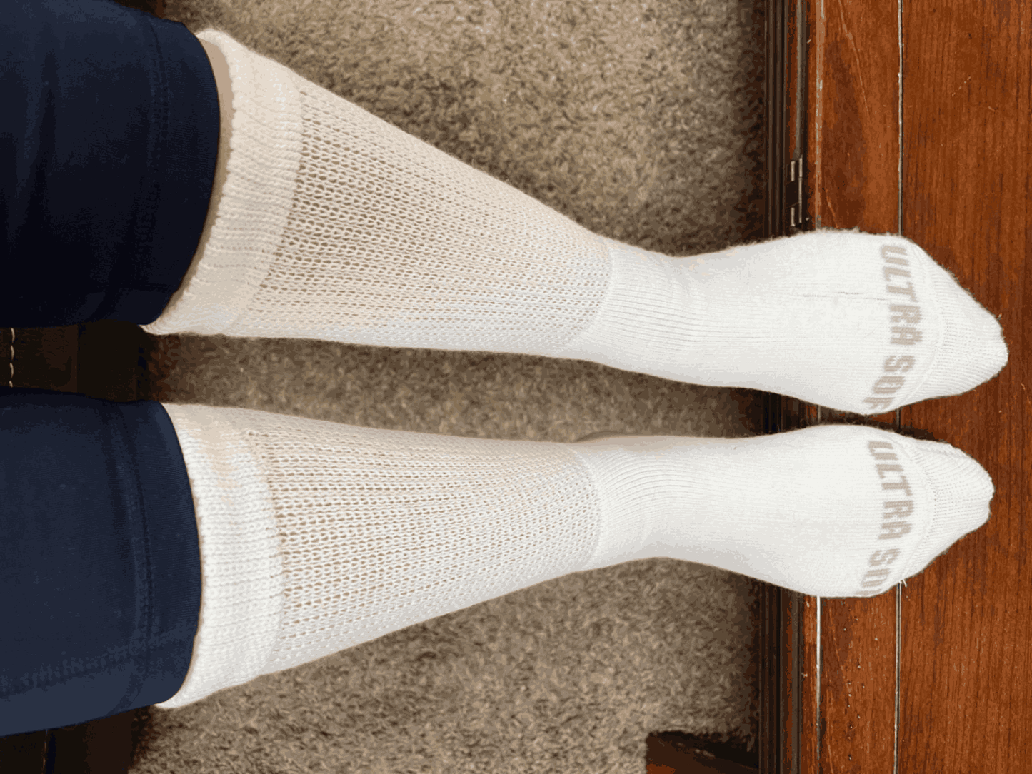 Men's DSC ultra-soft upper calf diabetic socks, four pairs, with seamless design and cushioned sole for comfort and support.