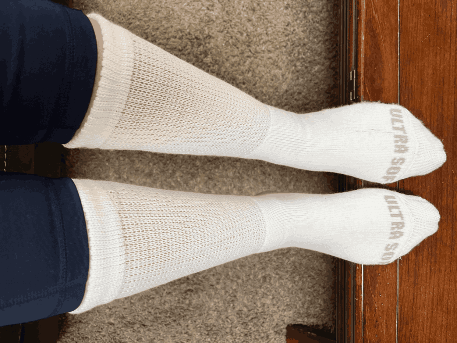 Men's DSC ultra-soft upper calf diabetic socks, four pairs, with seamless design and cushioned sole for comfort and support.