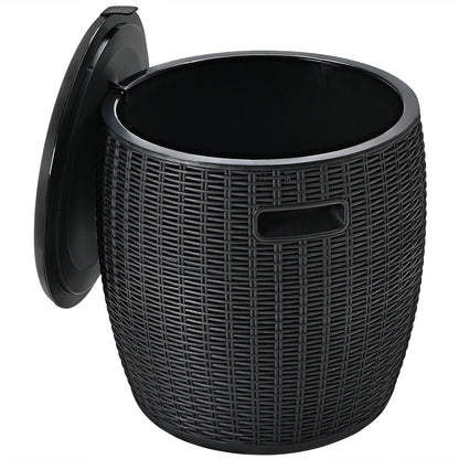 9.5 Gallon 4-in-1 Patio Rattan Cool Bar Cocktail Table Side Table