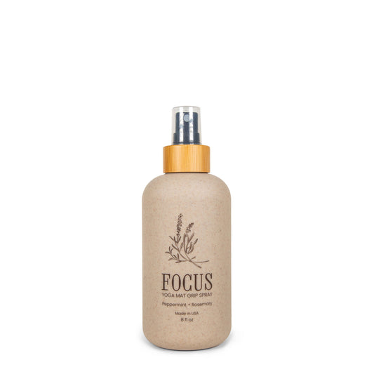 8oz Yoloha Yoga Focus Grip Spray with scent spray bottle, designed to improve grip during yoga and fitness routines.