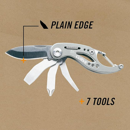 Gerber Curve Mini Tool with compact design and stainless steel blades, ideal for everyday carry and versatile tasks.
