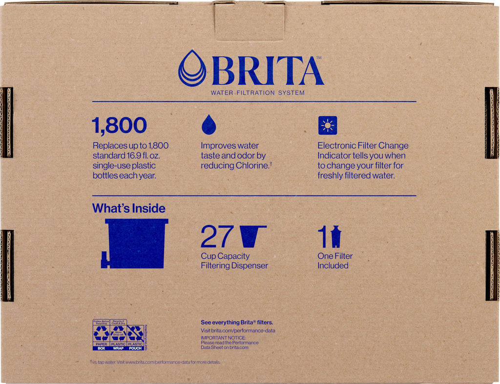 Brita Water Dispenser, UltraMax Elite Filter, Removes 99% of Lead, Includes 1 Filter, 27-Cup Capacity, Black