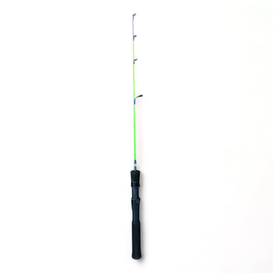 Wasatch Tenkara Rods Joker ice fishing rod co-designed by Shifty Outdoors, featuring a sleek black handle and durable construction.