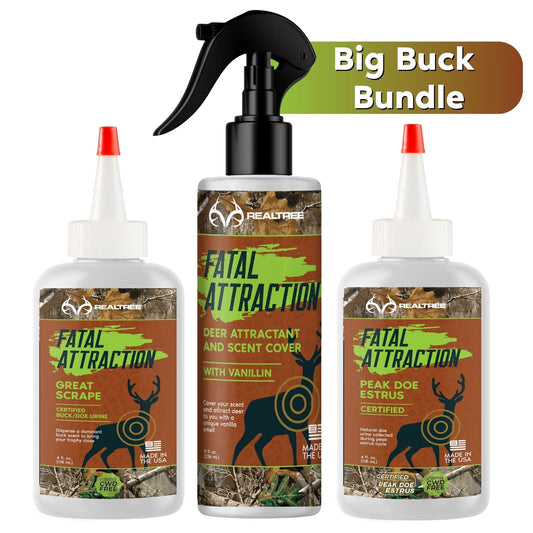 Realtree Fatal Attraction Big Buck Bundle deer attractant by Zone Protects with scent lures and attractants for deer hunting.