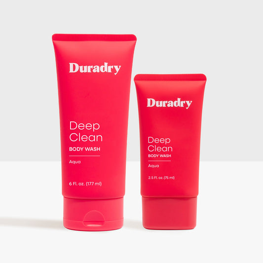 Duradry Body Wash Duo featuring two bottles of refreshing, gentle body wash for clean, smooth skin.