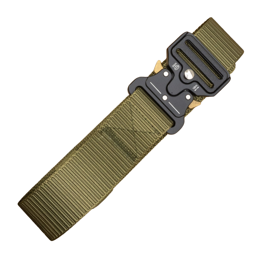 Canvas EDC belt by Americana Pipedream Apparel featuring durable black canvas and metal buckle for everyday carry.