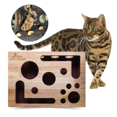 Fig & Friends The Original Cat Nail File Enrichment Box with scratch puzzle for cats, featuring a colorful, engaging design.