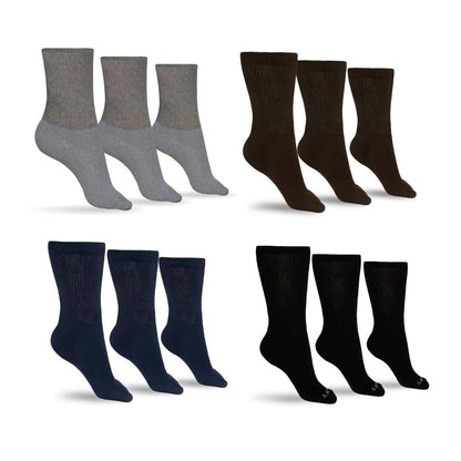 Men's cotton diabetic crew socks by DSC, assorted colors, featuring seamless design for comfortable diabetic foot support.