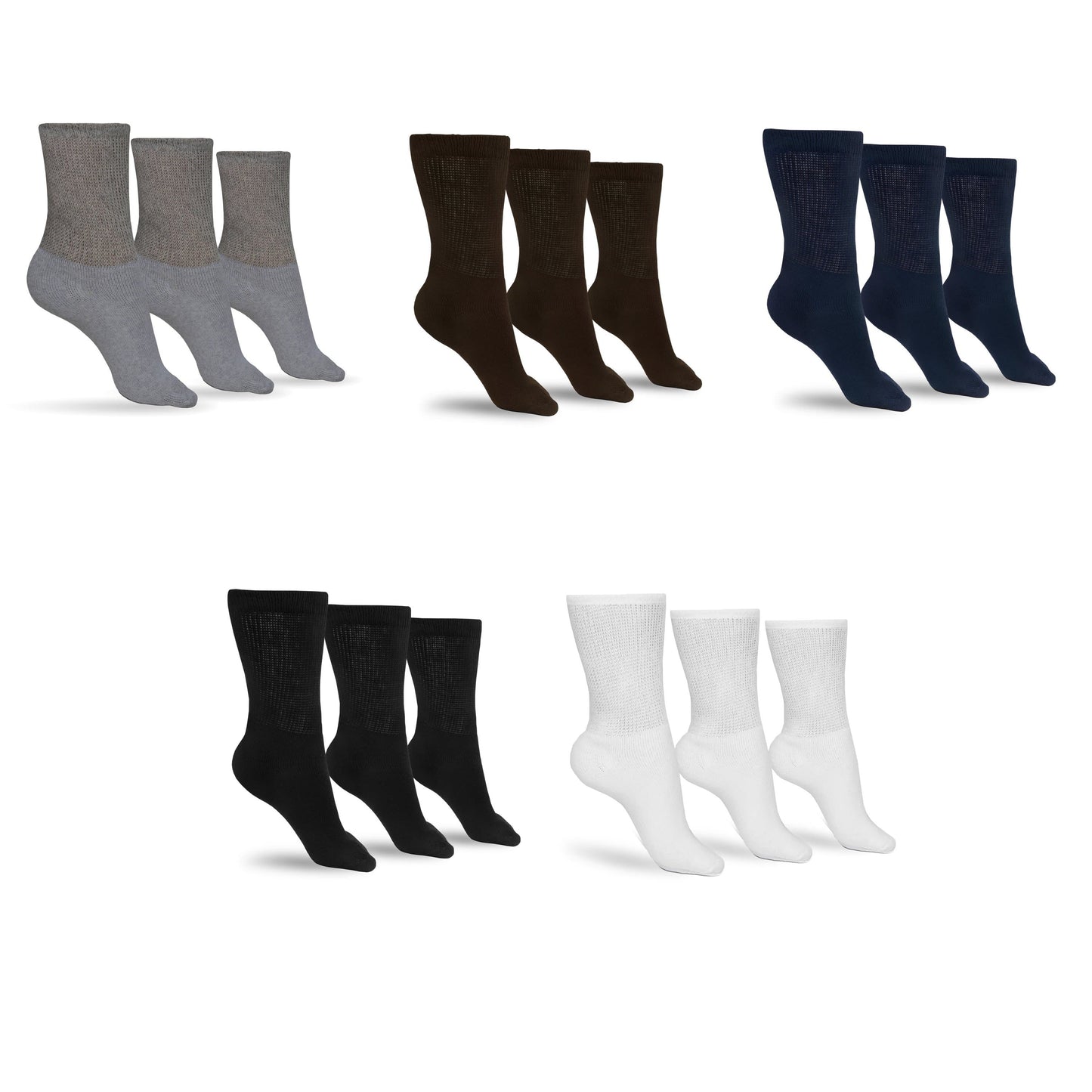 Men's cotton diabetic crew socks by DSC in assorted colors, soft and comfortable with non-binding cuffs for added support.