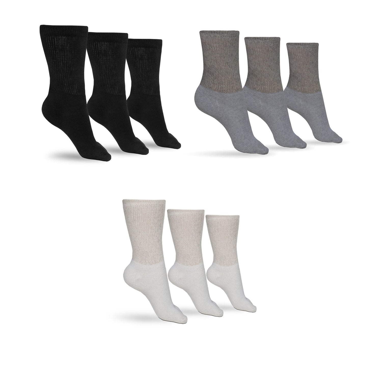 Men's cotton diabetic crew socks by DSC, assorted colors, soft and breathable sock designed for comfort and diabetic foot support.
