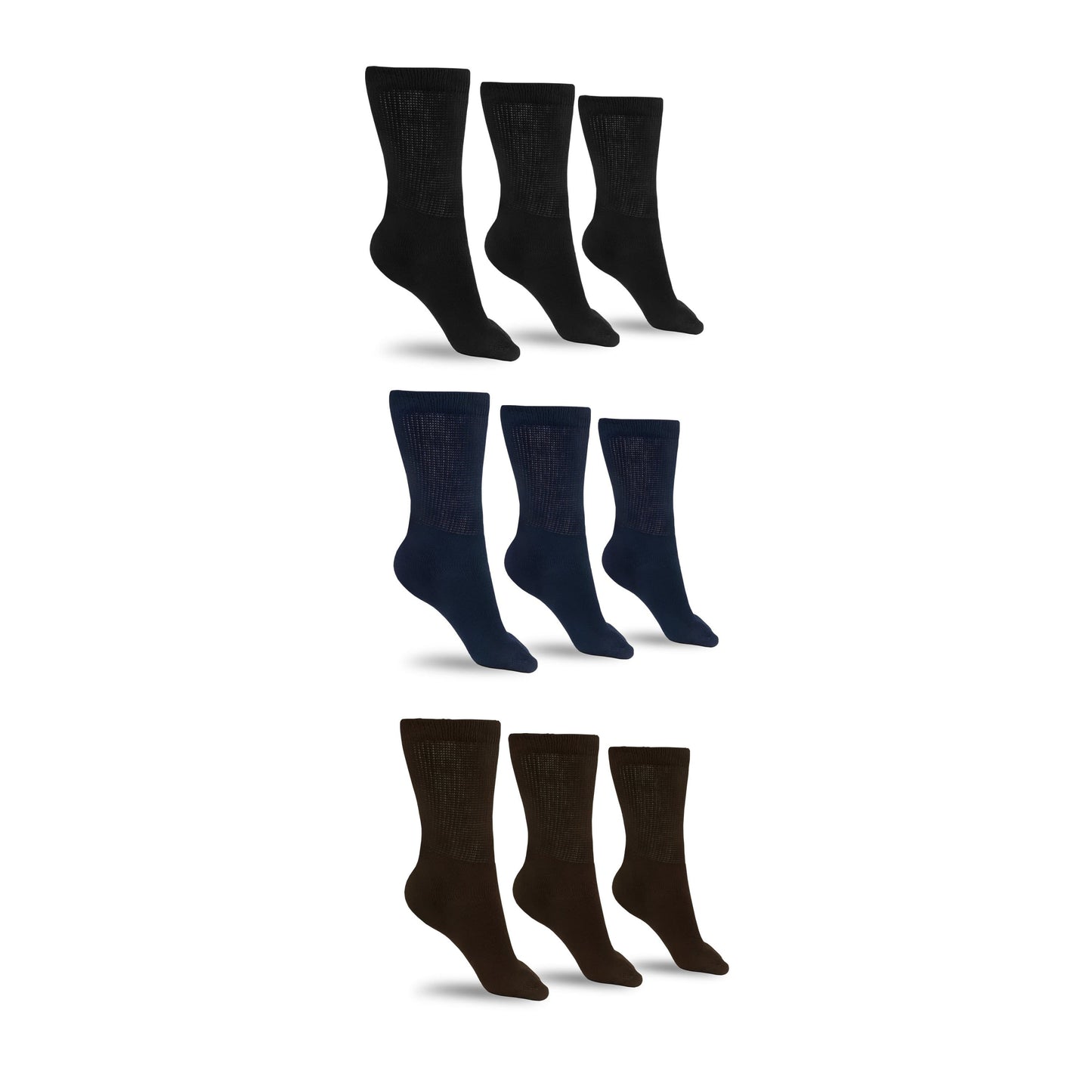 Men's DSC cotton diabetic crew socks in assorted colors, soft and comfortable for sensitive feet, featuring seamless design.