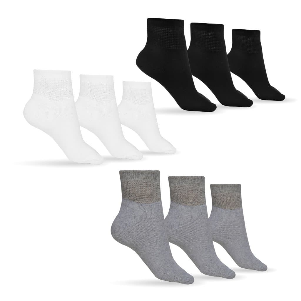 Pair of DSC women's cotton ankle socks in assorted colors, featuring a soft, breathable fabric suitable for sensitive feet.