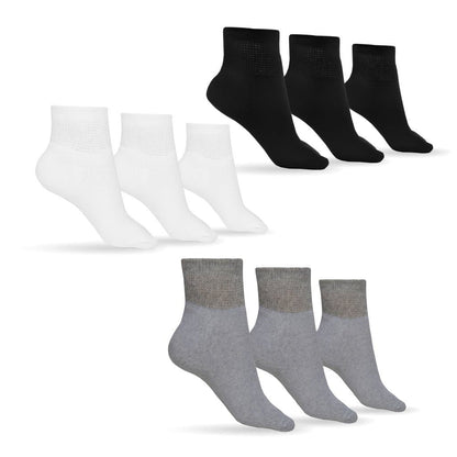 Pair of DSC women's cotton ankle socks in assorted colors, featuring a soft, breathable fabric suitable for sensitive feet.