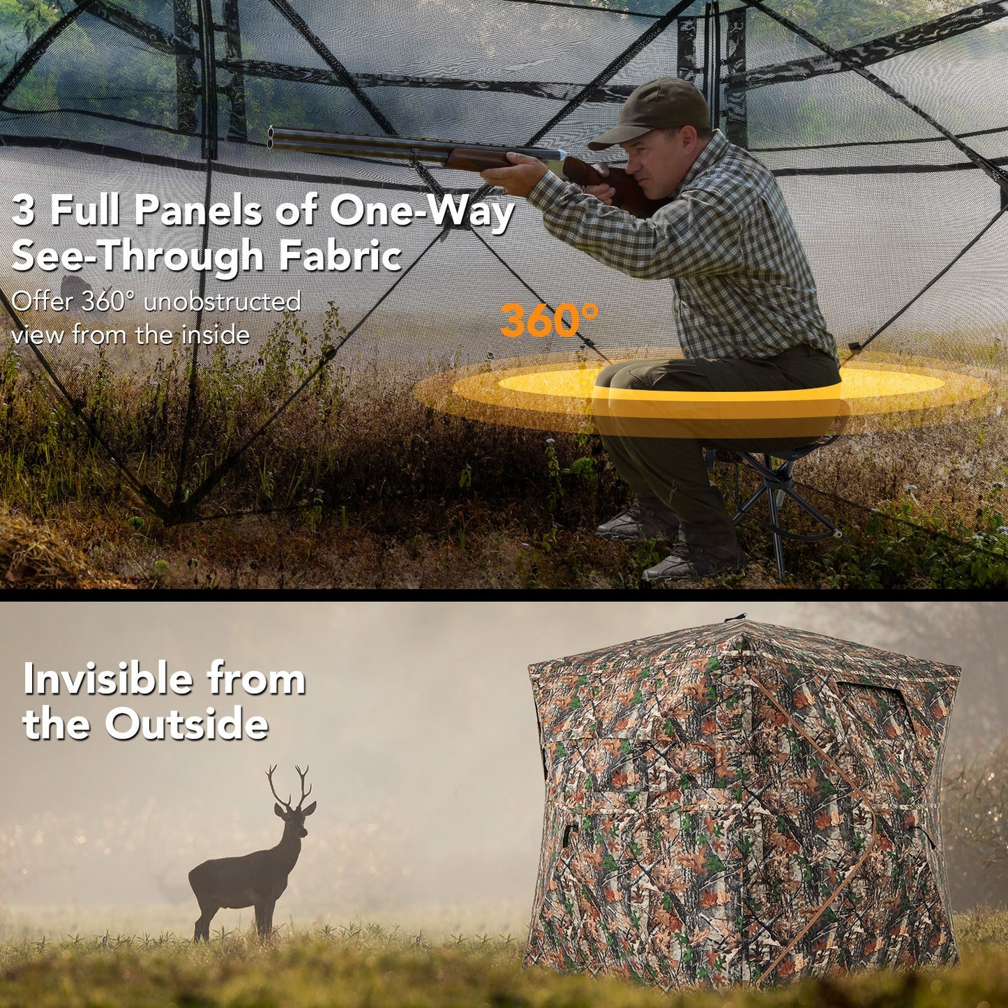 5-IN-1 Detachable Hunting Blind for 2-3 People with Skylight