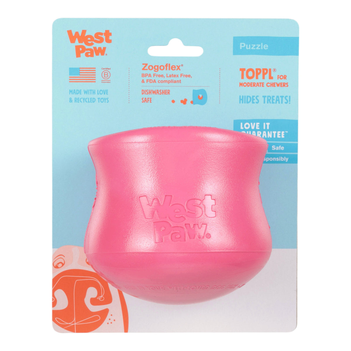 West Paw Toppl Treat Toy – Geranium