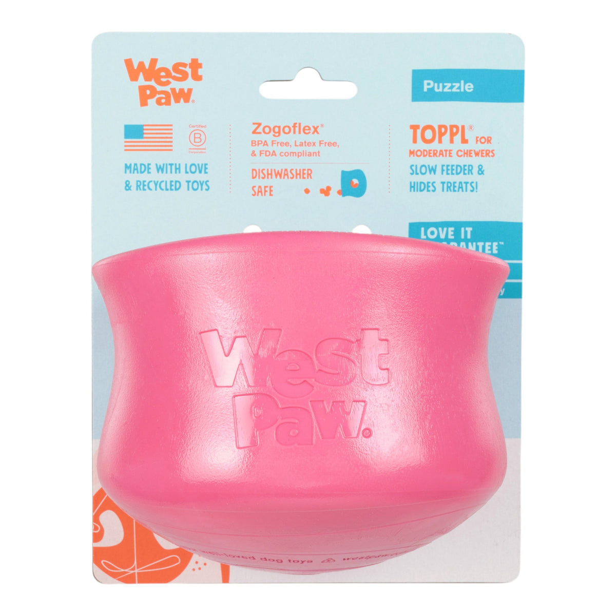 West Paw Toppl Treat Toy – Geranium