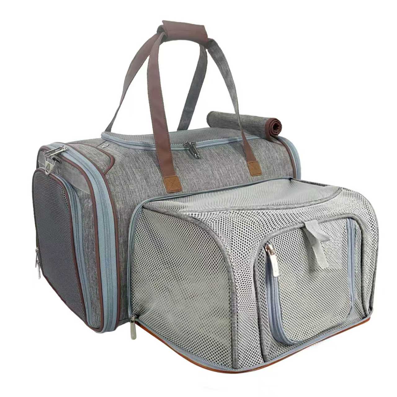 Mr. Peanut's Gold Series expandable airline compliant pet carrier in standard size with mesh sides and sturdy handle, V3.0 model.